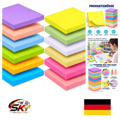 Haftnotizen farben 6x7 6 - 12, 7,6x7,6