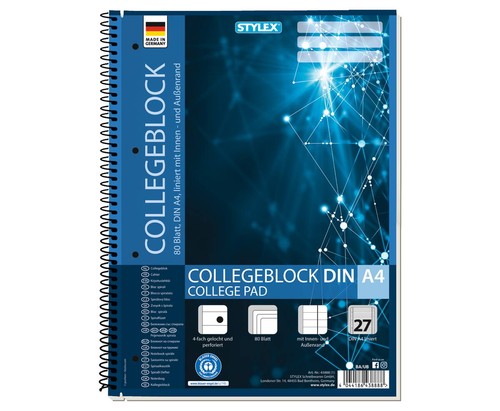 Stylex collegeblock liniert - stylex, a4